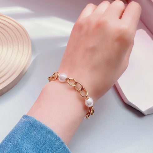 9-10mm Freshwater Pearl Chunky Silver Chain Bracelet - House Of Pearls